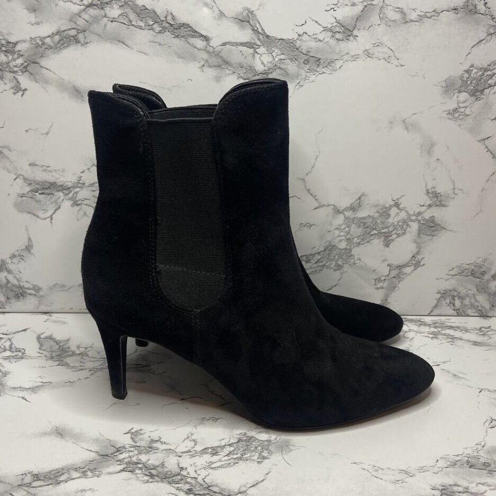 Lauren Ralph Lauren Pashia Boot Womens 7 Black Suede Chelsea Ankle Bootie Shoe - Picture 1 of 8